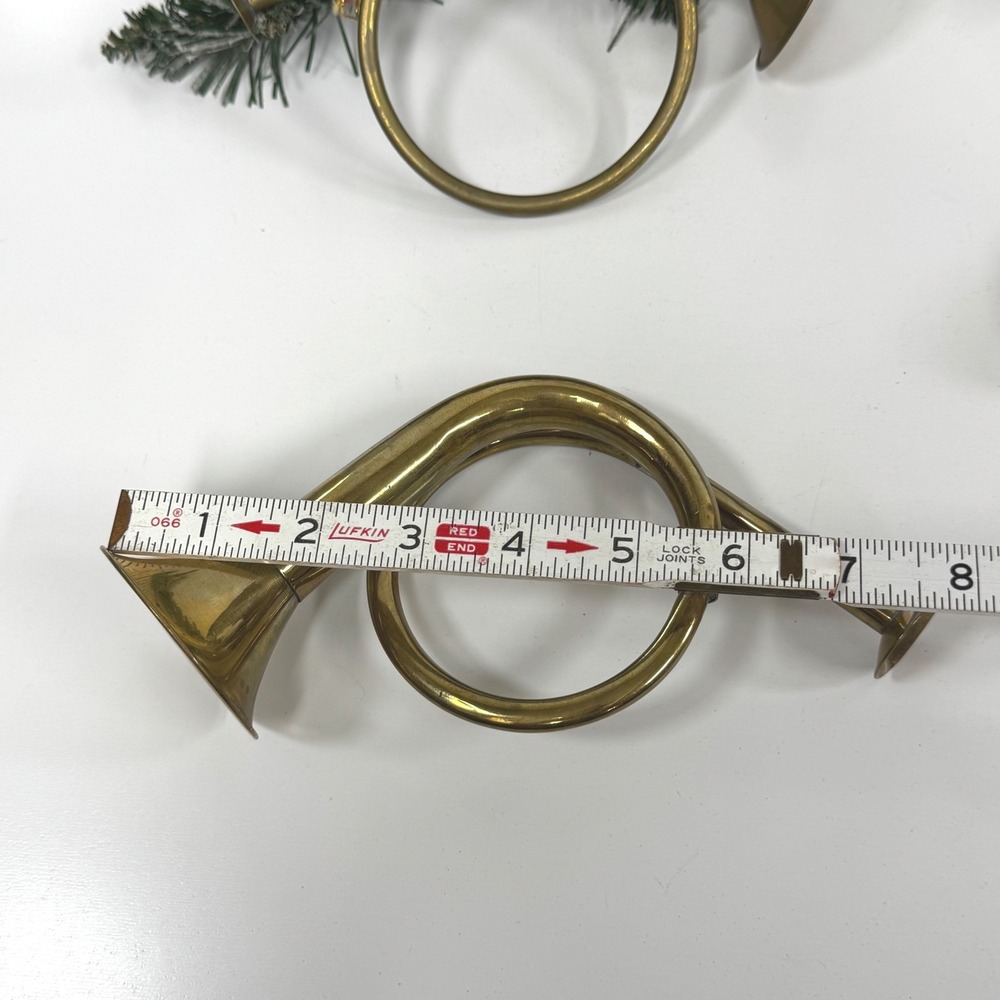 Set of 4 Vintage Brass French Horn Christmas Ornaments- Wreath decor - Picture 7 of 9
